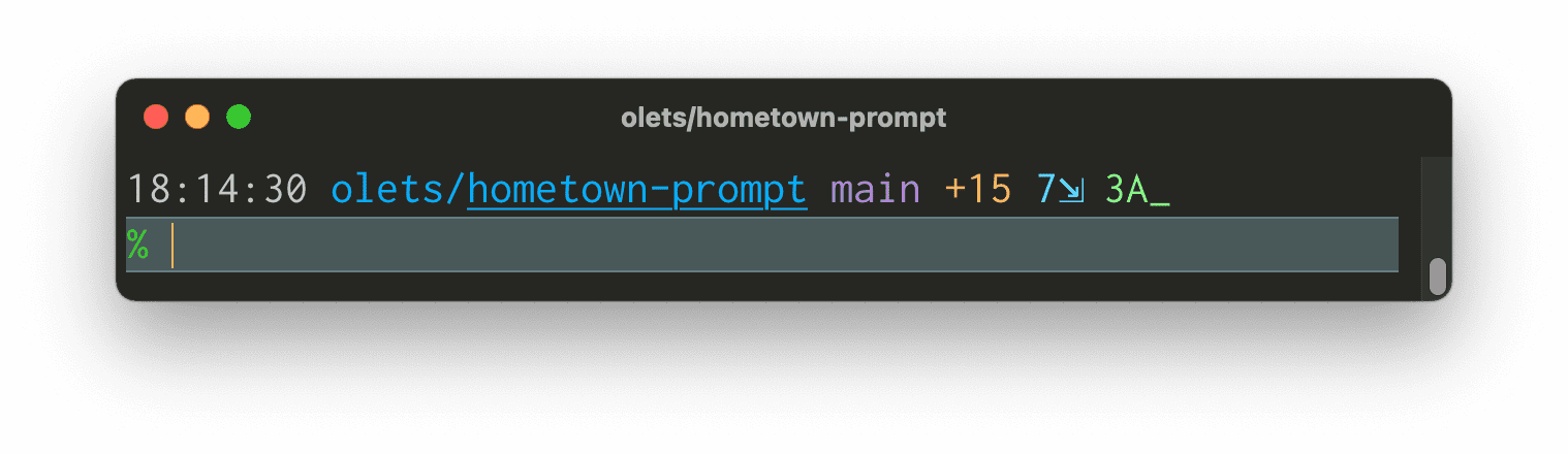 Hometown Prompt screenshot, default configuration